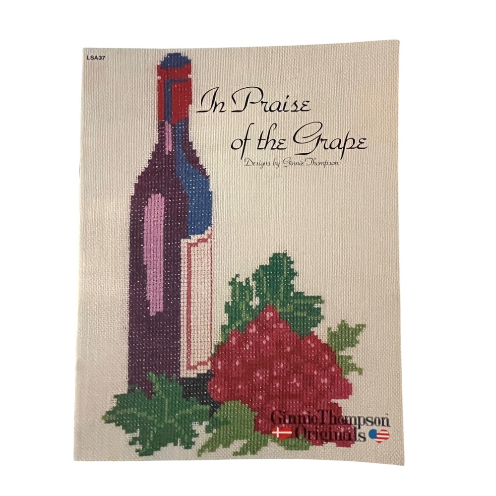 Ginnie Thompson In Praise of the Grape Cross Stitch Pattern Book Vintage 1981